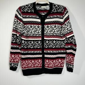 VTG CHEROKEE  Fair Isle CardiganSweater Women’s Knit Button Front Holiday Large